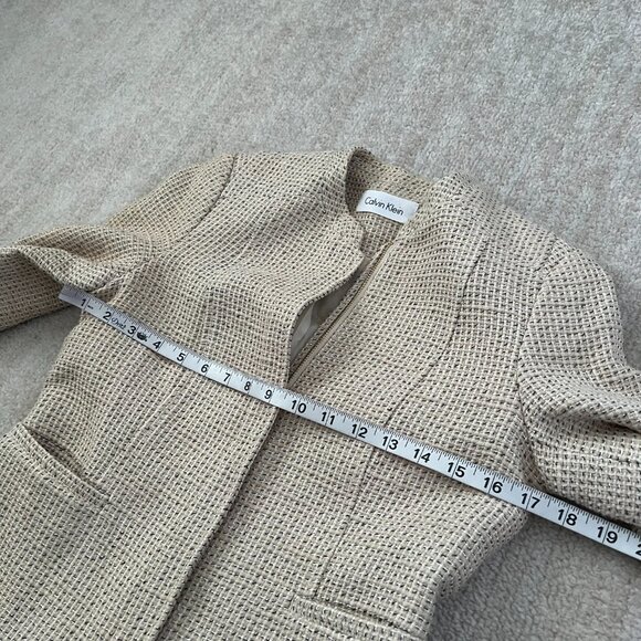 Calvin Klein Cotton Tweed Zip Up Blazer Work Jacket 4P Petite - Picture 5 of 10